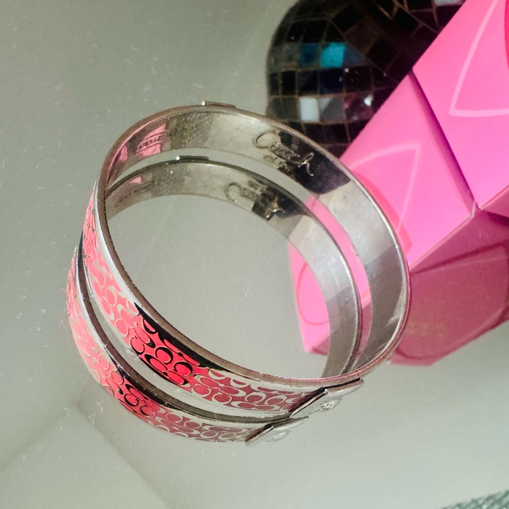 Coach Red and Silver Patterned Bracelet - Picture 4 of 7